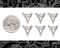 Antiqued Silver Plated Brass Floral Triangle Three Ring Connectors - Set of Six - S-3C39